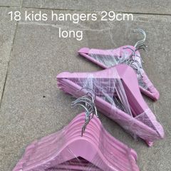 Set of 18 Pink Kids' Wooden Hangers 29cm