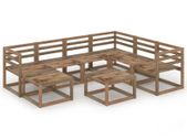 8 Piece Garden Lounge Set Brown Impregnated Pinewood
