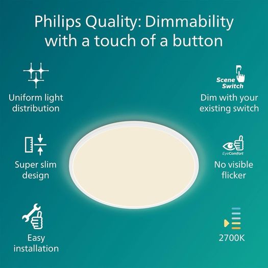 Philips LED SuperSlim SceneSwitch Dimmable Ceiling Light 2700K