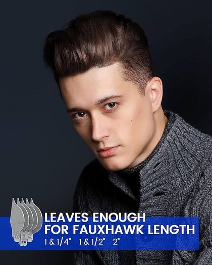 Hair Clippers for Men - Cordless Professional Barber Clipper Hair Cutting Kit with 15 Guide Combs for Haircut, Trimming & Grooming