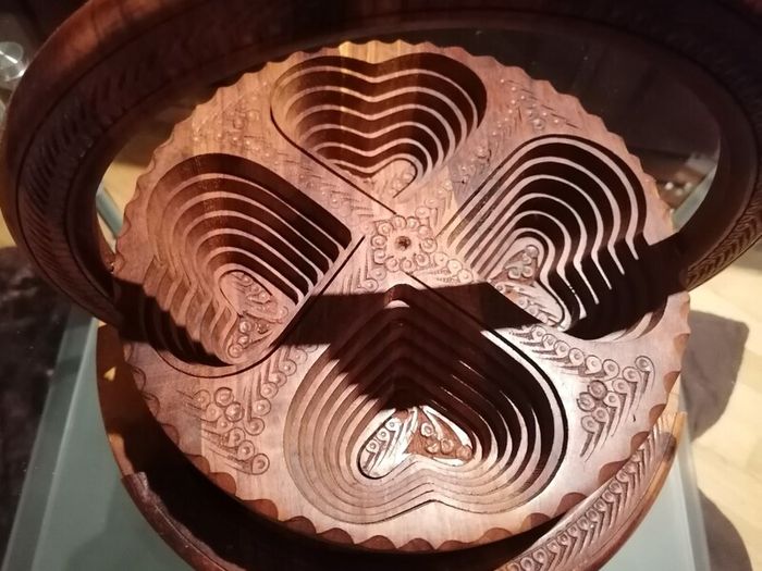 Handcarved Collapsible Wooden Basket
