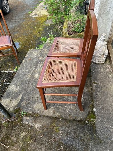 Art Deco/Nouveau Antique Caned Seat Wooden Chairs