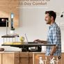 Standing Desk, 140cm U Shaped Height Adjustable Desk with Monitor Stand, Electric Sit Stand Rising Table with Sockets, Gaming Computer Table with LED Light for Home Office Workstation, Black Image 4