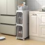 Slim Bathroom Cabinet, Freestanding Plastic Toilet Storage Unit with Door, Waterproof Small Trolley with Wheels for Office, Living Room, Kitchen, Entryway (21W/67H/34D, 2 tier) Image 3