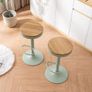 Bar Stools, Solid Wood Counter Height Barstools Set of 2, Vintage High Adjustable 360 Swivel Metal Bar Chairs, Breakfast Kitchen Stools, Mint Green Image 5