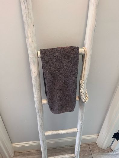 Solid Wood Whitewashed Decorative Ladder