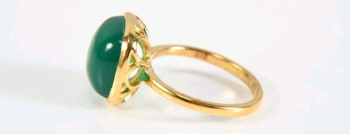 Green onyx ring gold plated on sterling silver