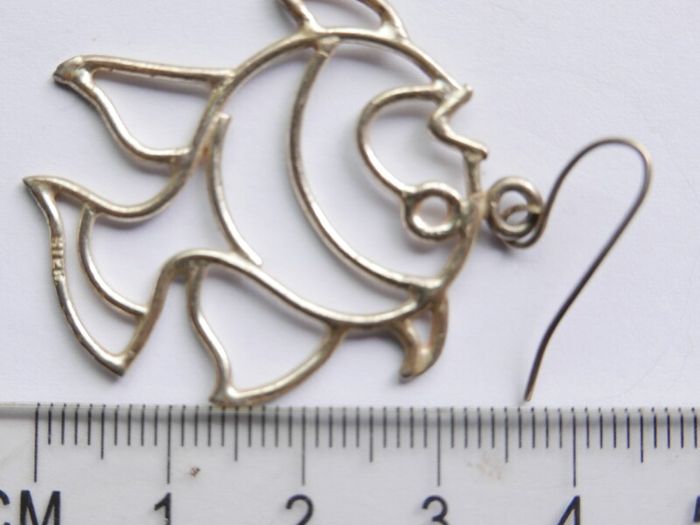 Vintage 925 Sterling Silver Fish Earrings