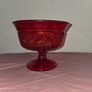 Early American Pattern Glass Ruby Red Footed Bowl Image 2