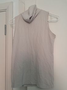 Vest, cream white, sleeveless, turtleneck