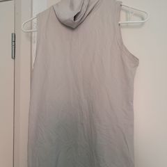 Vest, cream white, sleeveless, turtleneck