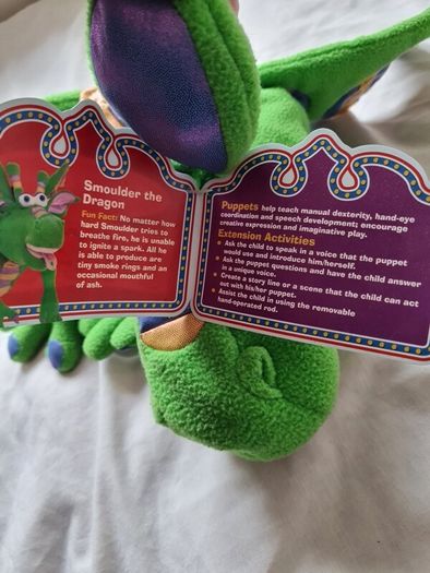 Mellisa and doug smoulder the dragon 12"puppet tags still attached