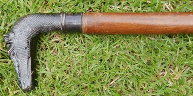Vintage HORSE HEAD Walking Stick Brass Handle