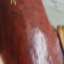 Rare find  Lombok Rattan Terracotta Earthenware 10 x 6.5 Inches Leaf Shaped Bowl Stamped OLA. Image 3