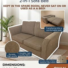2-in-1 Fabric Sofa Bed, Like New / Unused