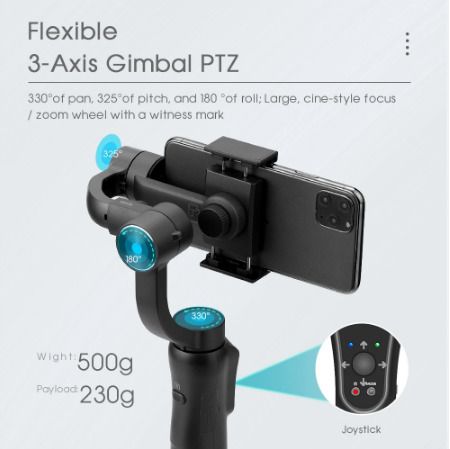 Original S5 3 Axis Gimbal Handheld Stabilizer For Video Record Vlog Live For Mobile Smartphone Action Camera Gopro