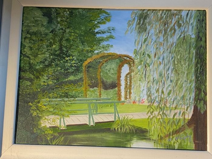 Original Impressionist Garden Landscape Painting  Signed  M Murphy