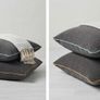 QUICK SALE (BARGAIN): Textured Dark Grey Cushions & Striped Throw Set - Excellent Condition (Collection D13) Image 2