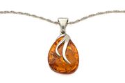 Vintage 925 Sterling Silver &amp; Natural Baltic Amber Necklace