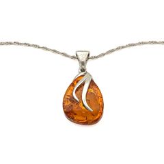 Vintage 925 Sterling Silver & Natural Baltic Amber Necklace