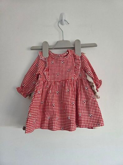 Next Cream Bear and Red Gingham Baby Dresses