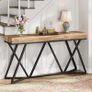 140cm Console Table, Rustic Wood & Metal Sofa Table, Industrial Entryway Table with X-Frame Base, Hallway & Living Room Furniture Image 5