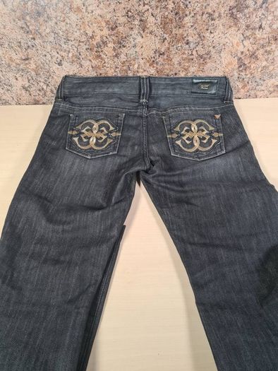 womens GUESS PREMIUM Bootcut black stretchy denim jeans gold embroidery  Size W 32 L 30 A1