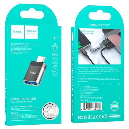 Hoco UA17 Type-C Male to USB Female Adapter Black