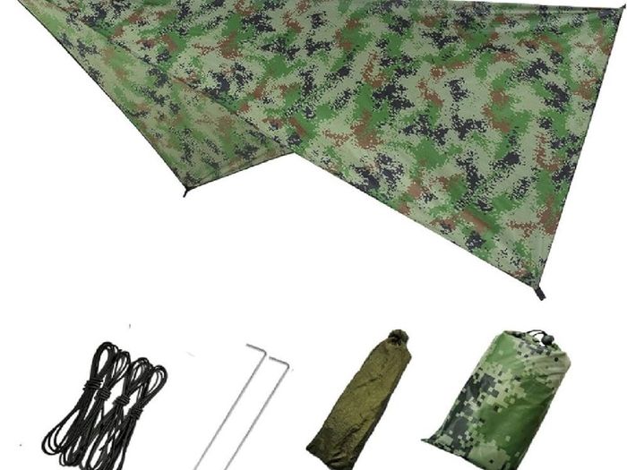 FREE EXPRESS SHIPPING Hammock Camping Tarp Rain Fly, Waterproof Tent Footprint Shelter Canopy Sunshade Cloth Picnic Mat for Outdoor Awning Hiking Beach Backpacking - Included Guy Lines & Stakes