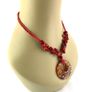 Vintage Red Coral Necklace with Murano glass pendant: Beaded  Necklace Image 3
