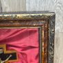VTG Framed Wooden Crucifix Red Velvet backing Jesus Christ Figure Image 4