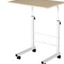 Side Table Adjustable Height Coffee Table Mobile End Table with Wheels Locking Casters C Tables Chipboard Steel Iron Plastic White Maple Color 60 x 40 x 68-78 cm Image 4
