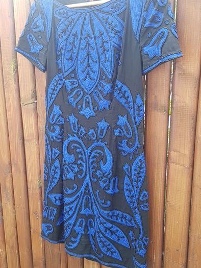 French Connection size uk8-10 black and blue beaded dress