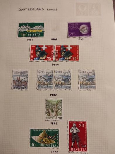 Switzerland stamps on loose pages