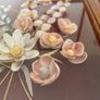 Vintage Mid Century Sea Shells in a Teak Shadow Box with Floral Design Image 6