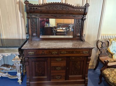 Walnut Marble Topped Sideboard
