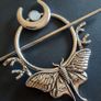 Large Moth Hair Slide with Crescent Moon | Celestial Hair Pin for Thick Hair | Silver Moth Shawl Pin | Goth Witchy Accessories Image 4