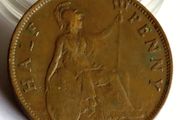 1929 Halfpenny George V bronze coin