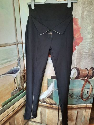 Maniere De Voir Black High Rise Slim Fit Pants UK 10