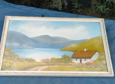 Irish tweed and oil on Board by K.C. Colohan