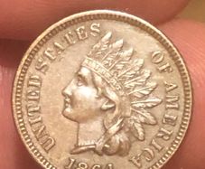 1864 "L" ONE CENT variety Nice grade GXF/AU