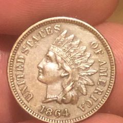 1864 "L" ONE CENT variety Nice grade GXF/AU