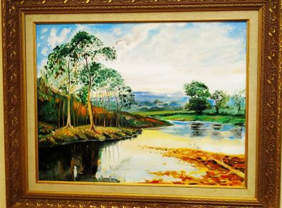 No 29 Oil Painting Of Lake Shore And Trees