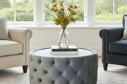 Velvet Button Tufted Round Coffee Table Chesterfield Style 60cm . Sale !!!