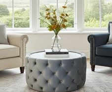 Velvet Button Tufted Round Coffee Table Chesterfield Style 60cm . Sale !!!