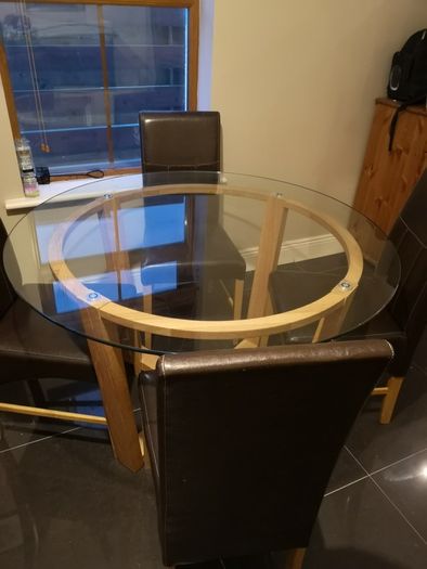 Dining table with 3 chairs.