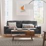 3-seater sofa, couch for living room, cover made of velvet, for apartments, small rooms, wooden frame, metal legs, simple structure, modern design, 183 x 78 x 88 cm, gray Image 4