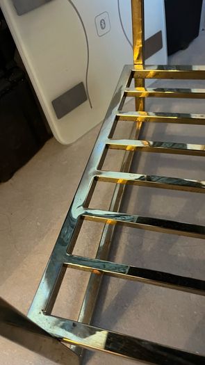 Gold Metal Side Table / Console Table Cracked Top