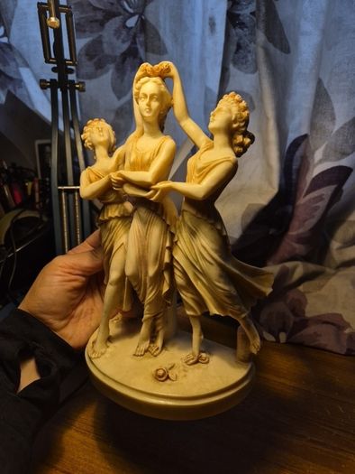 Vintage Alabaster 3 Graces Goddesses from Sandro Botticelli's Painting Primavera