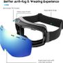 Ski goggles, Mens Women Skiing goggles Adults Over Glasses OTG Anti-fog Frameless For Snowboard Jet Snow, UV Protection Sunglasses Image 6
